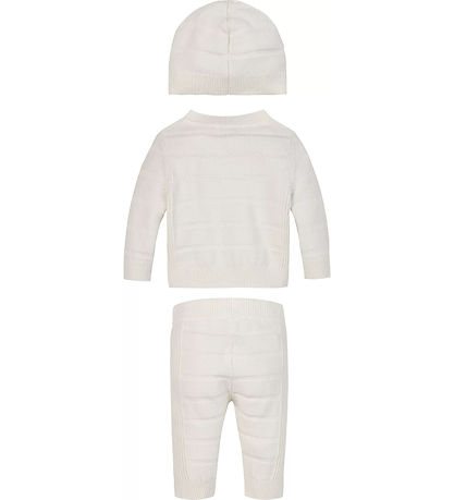 Calvin Klein S?t - Cardigan/Bukser/Hat - Rib Strik - Ivory
