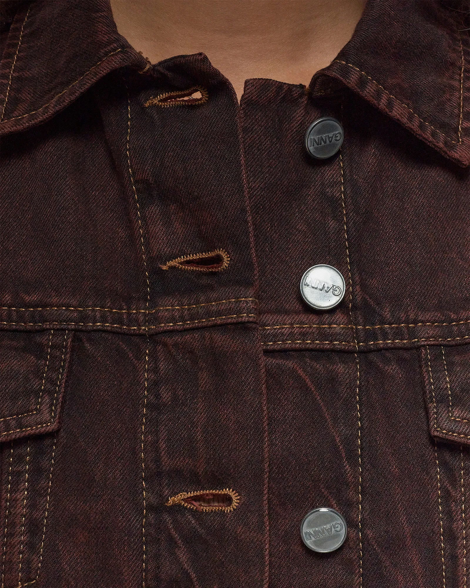 Ganni Overdyed Bleach Denim Cropped Jacket