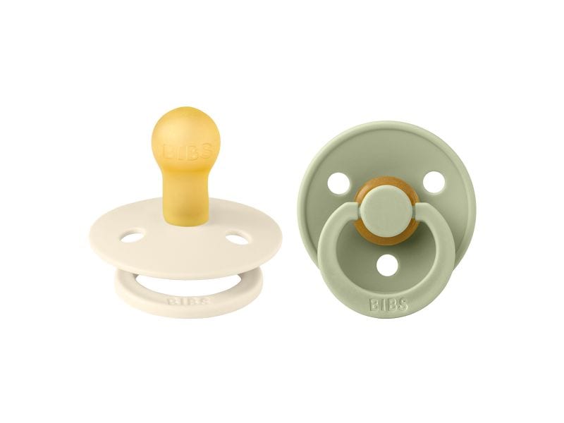 Bibs Nuggi rund Latex 2er Set Ivory/Sage Green 0-6 Mt. Doppelpack Schnuller für Babys