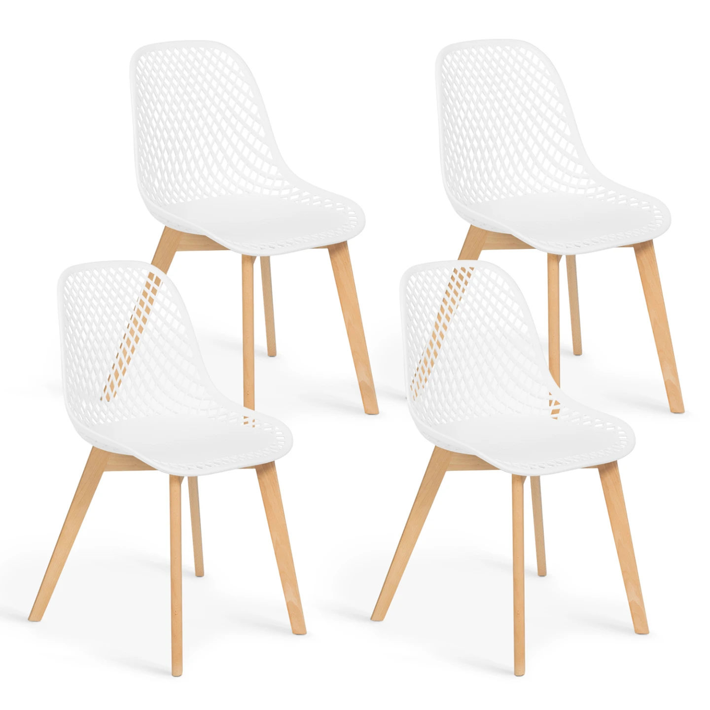 Lot de 4 chaises MANDY blanches pour salle à manger