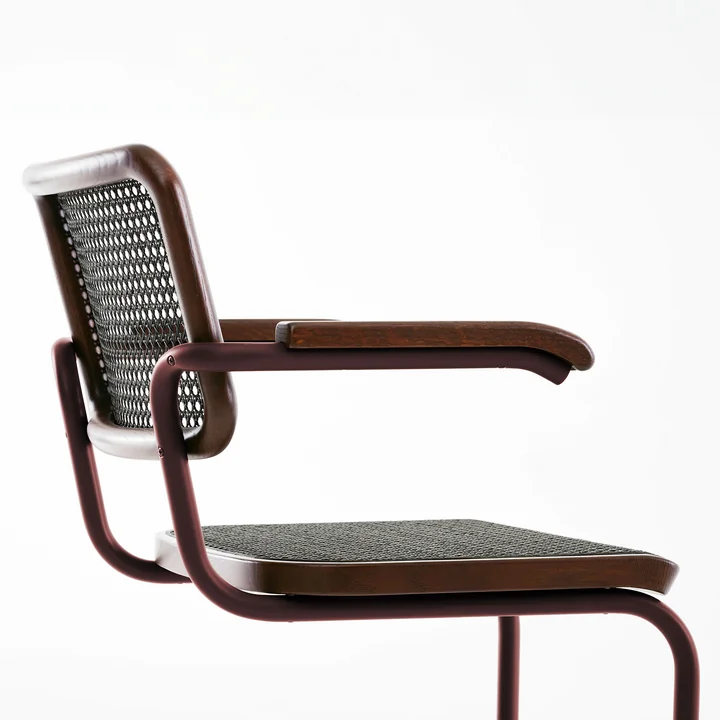 Thonet - S 64 V Armlehnstuhl, Chrom / Eiche natur / Rohrgeflecht mit Kunststoffstützgewebe (Pure Materials)