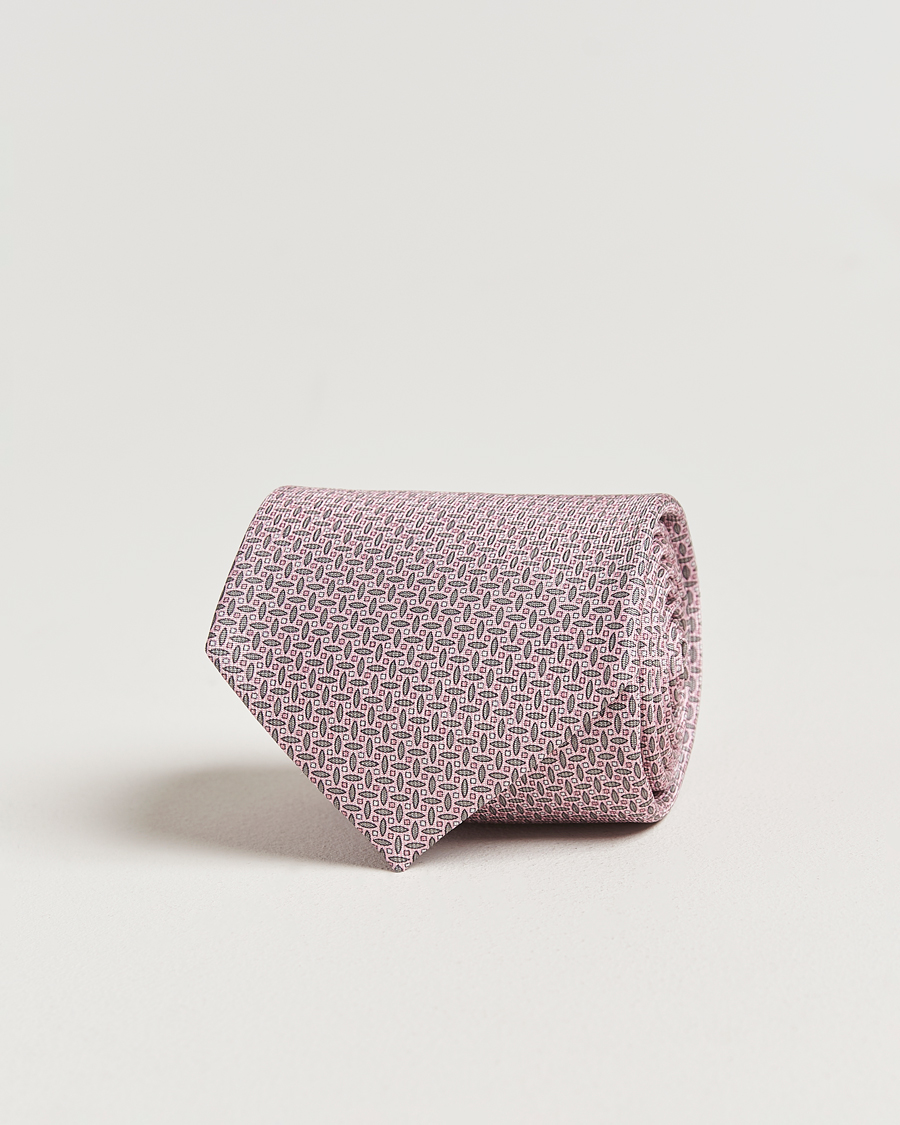 Brioni Printed Silk Tie Pink