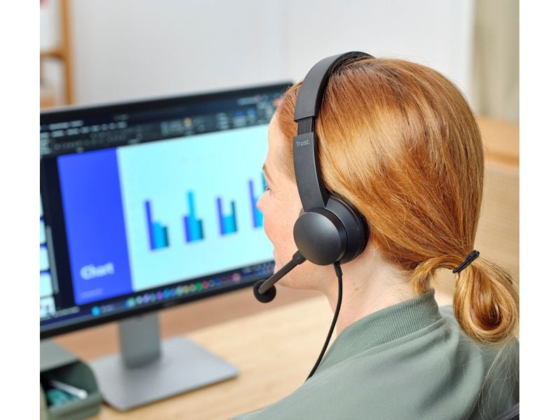 Trust Headset HS-260 Leichter On-Ear-USB-Kopfhörer für den PC mit Noise-Cancelling-Mikrofon und verstellbarem Kopfbügel