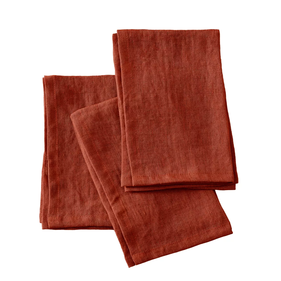 Lot de 3 serviettes lin lavé (40 x 40 cm) Louise Terracotta