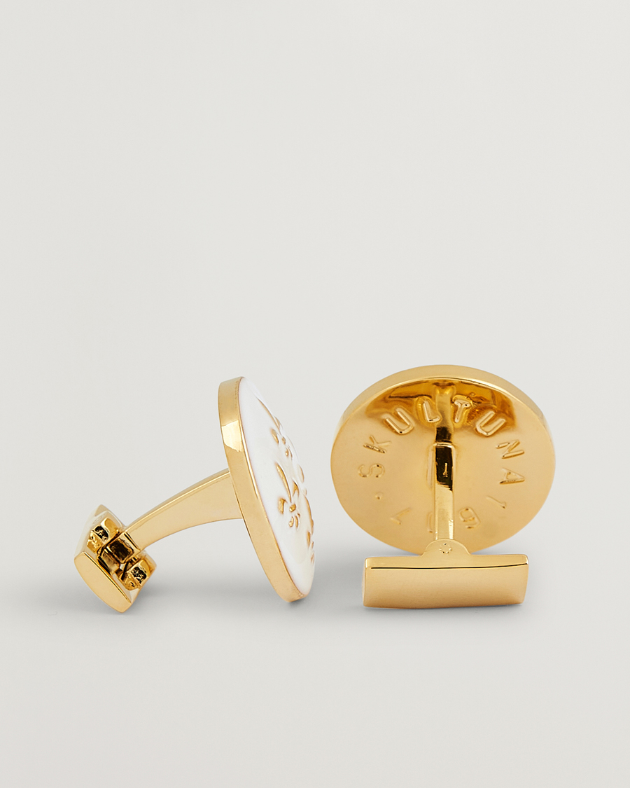 Skultuna Cuff Links Fleur de Lys Gold/Ivory White
