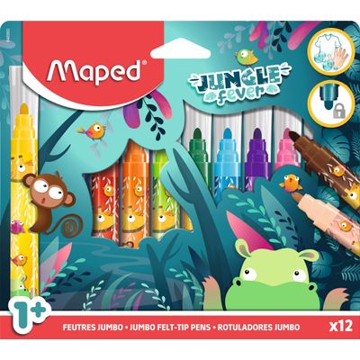 Maped Jungle Fever - 12 Feutres JUMBO en pochette carton