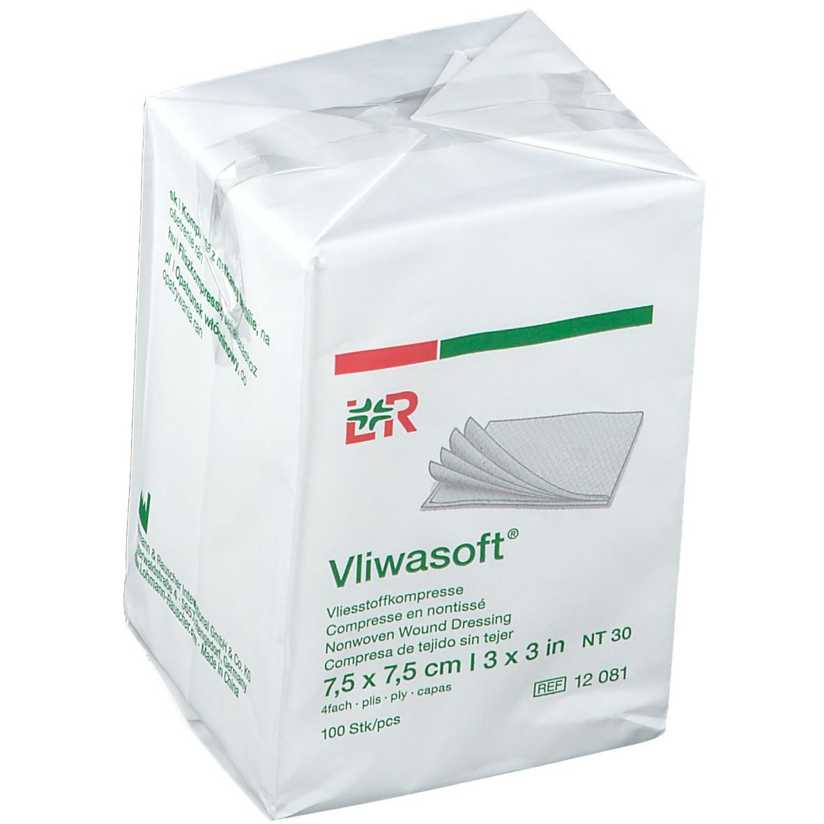Vliwasoft® Vlieskompresse 7,5 cm x 7,5 cm 4lagig unsteril