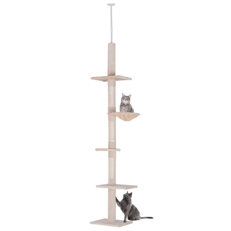 Arranhador para gatos PawHut com suporte para teto, bege