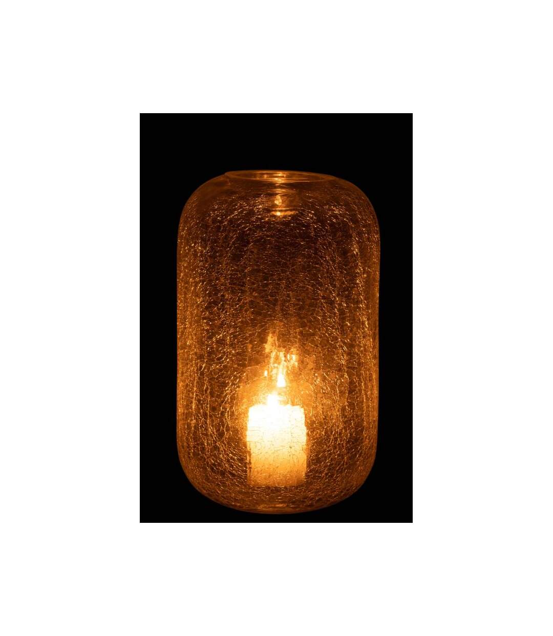 Paris Prix - Photophore Design Verre craquelé 28cm Transparent