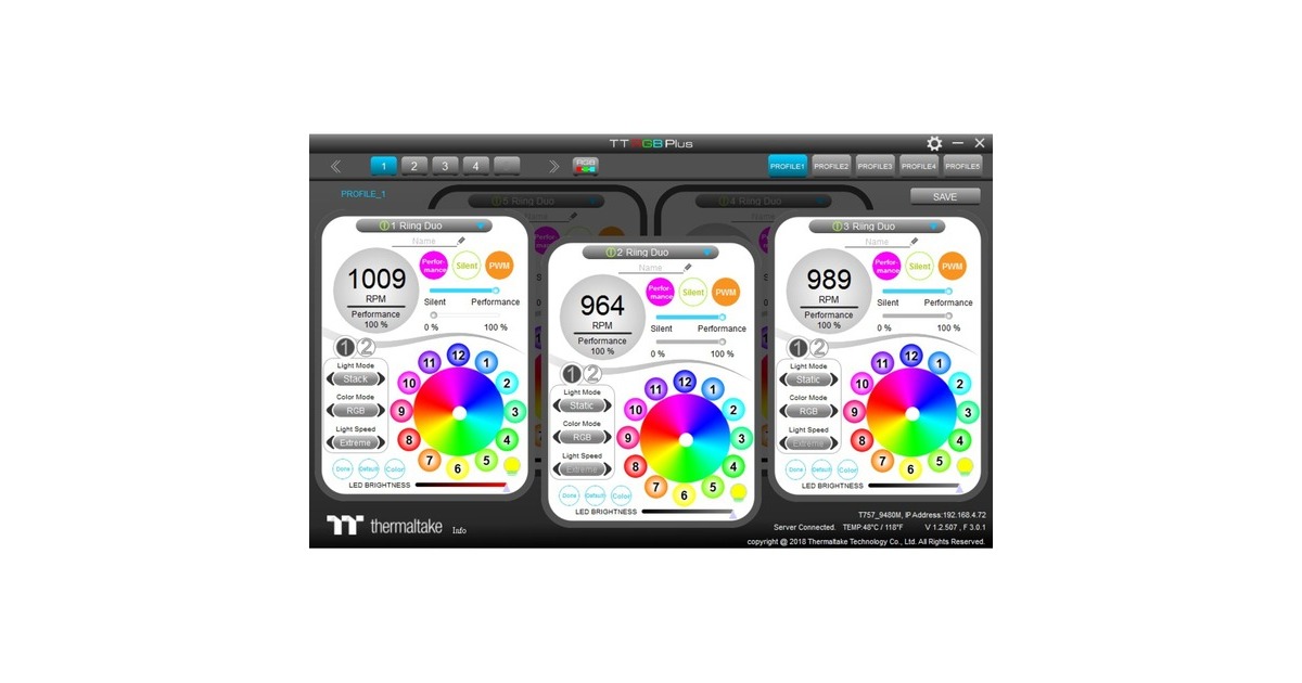 ThermaltakeRiing Duo 12 RGB Radiator Fan (3-Fan Pack) case fans  (Zwart, 3 stuks, 120 x 120 x 25 mm, PWM)