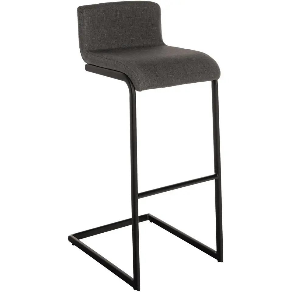 CLP Barkruk Newport zwart Frame - Stof - donkergrijs