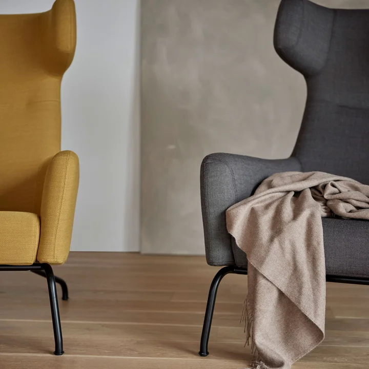 Softline - Havana Ohrensessel, Gestell schwarz / Filz hellgrau (620)