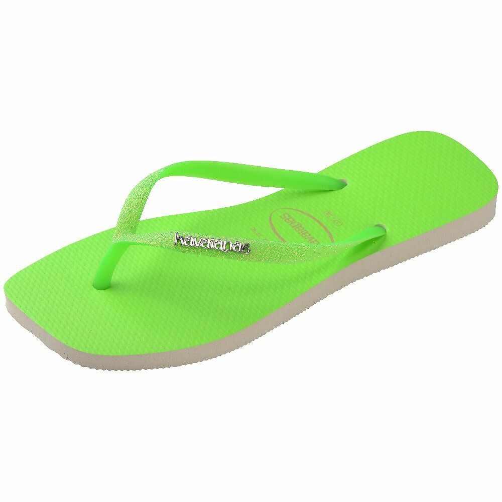 HAVAIANAS<br>Chinelo Slim Quadrado com Glitter Neon