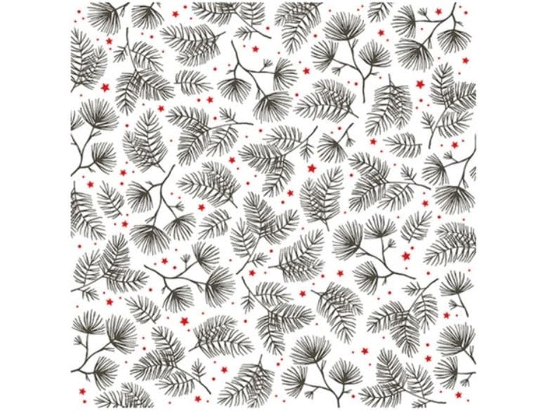 Braun   Company Weihnachtsservietten Xmas Twigs Schwarz/Wei 3-lagige Papierservietten