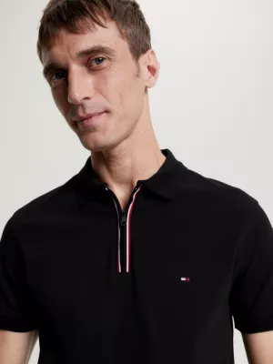 Polo Slim Fit com Zíper Contrastante