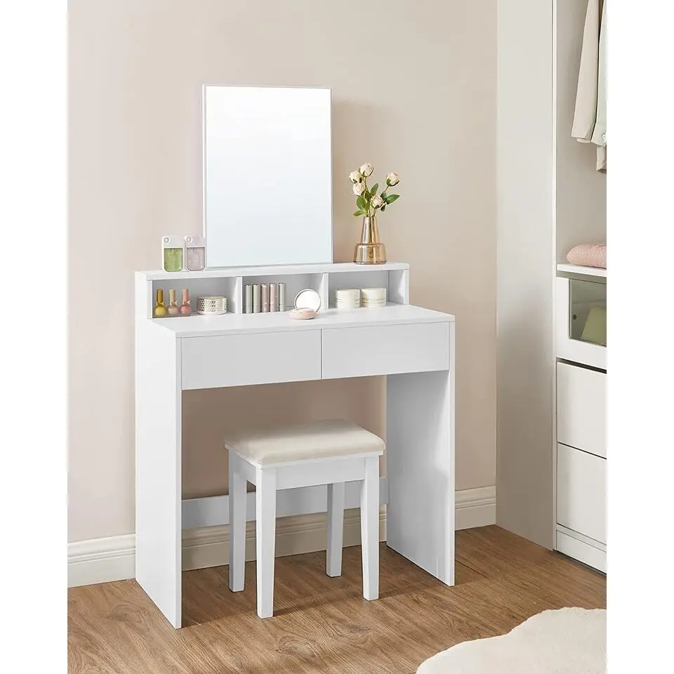 Bobbel Home - Kaptafel met rechthoekige spiegel - Wit