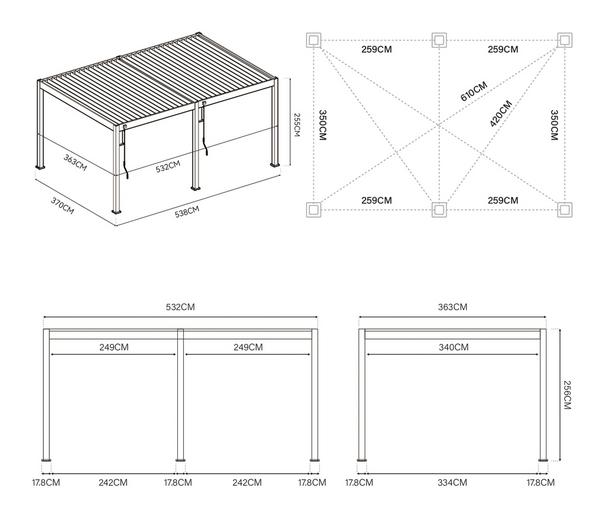 Weide Deluxe Pergola Voll-Alu, ca.