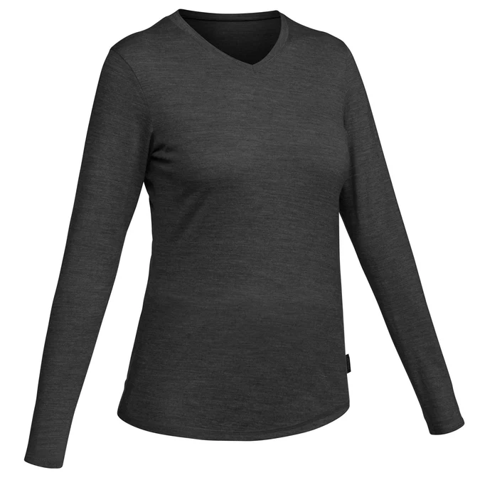 Decathlon Forclaz - Camisa de manga comprida feminina Forclaz Travel 100% lã merino