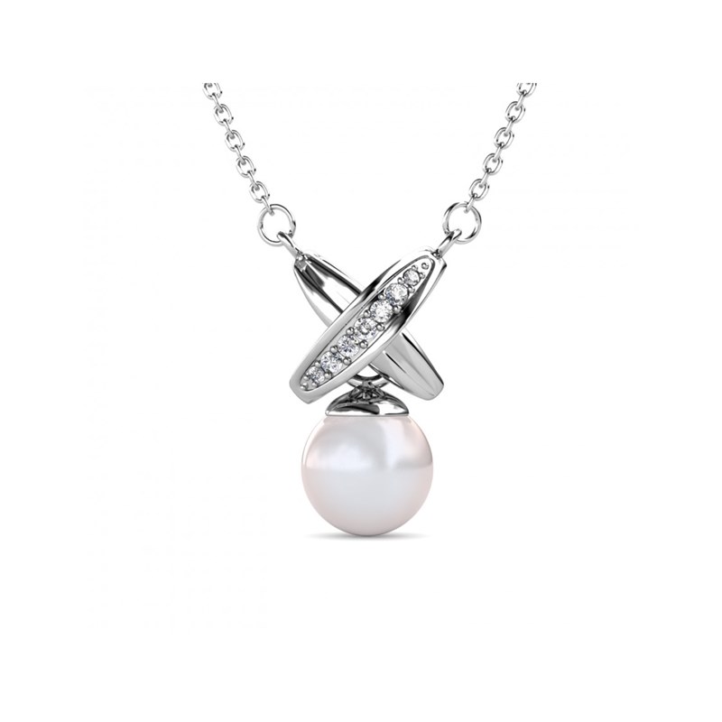 Collier Chris Pearl - Argenté et Cristal