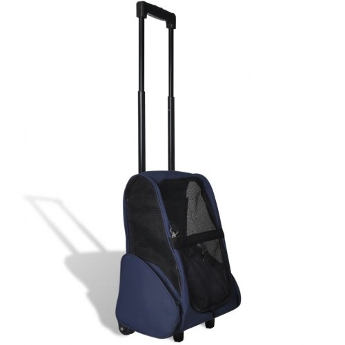 transportadora para animais de estimação vidaXL em metal e tecido, azul