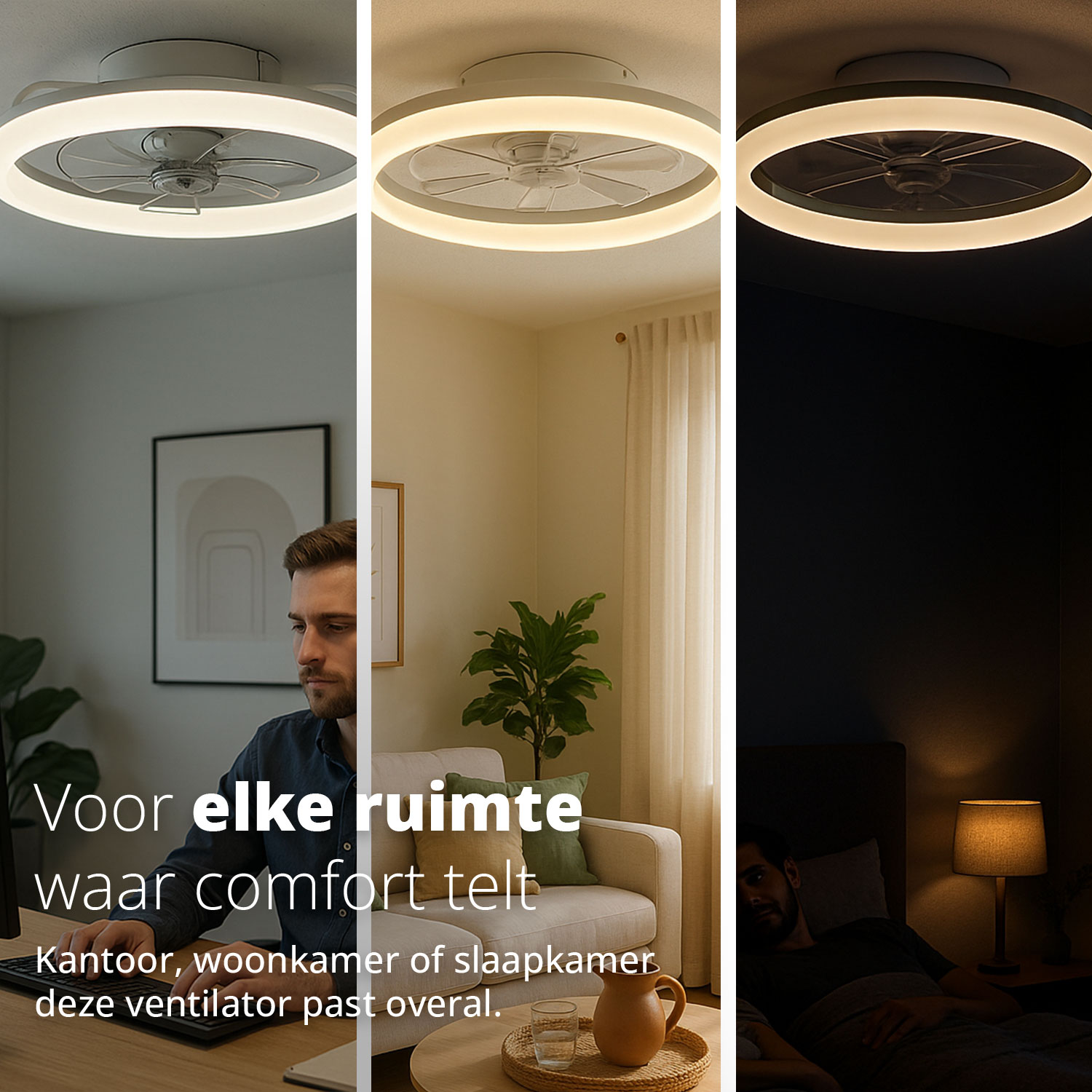 FlinQ AeroGlow slimme plafondventilator met verlichting - Black
