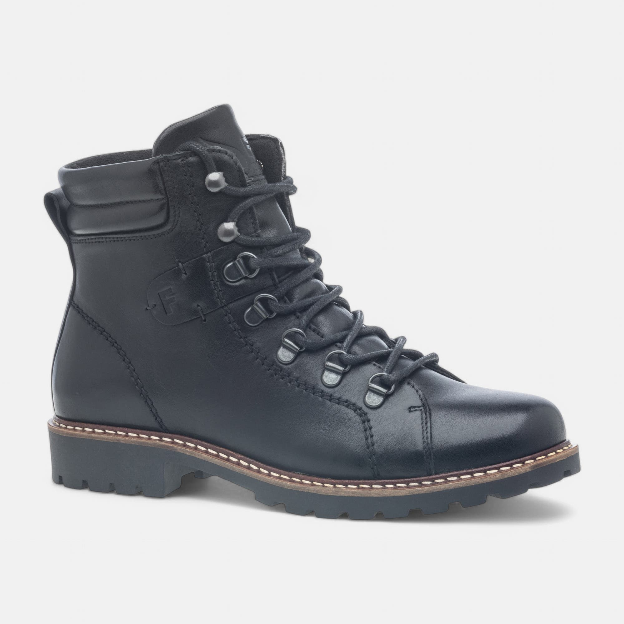 Bottines à lacets Femme en cuir noir