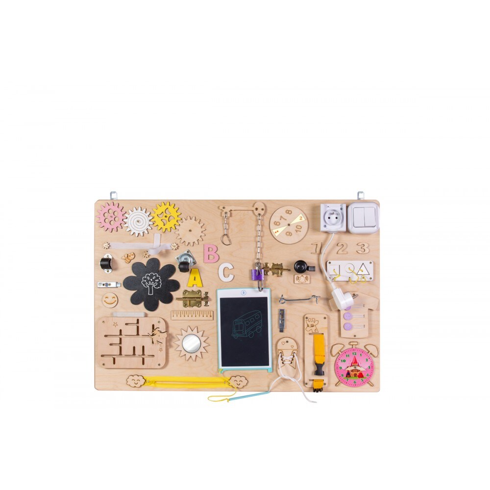 Moni Lernboard Lerntafel Big Holz elektronische Schreibtafel, Schloss. Steckdose rosa