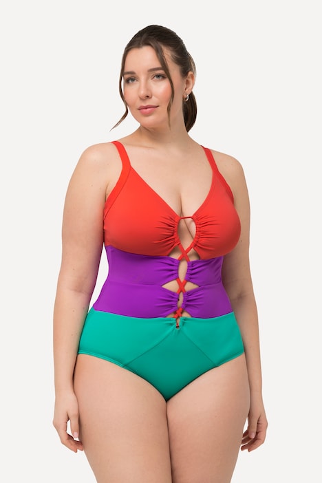 Badeanzug, Colorblocking, Softcups, Aussparungen, recycelt