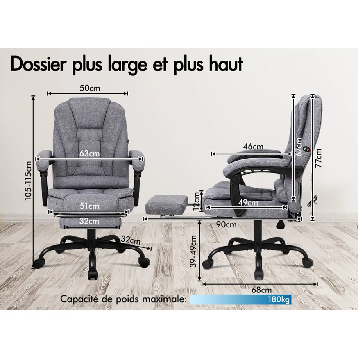 ALFORDSON Fauteuil de Bureau Massage