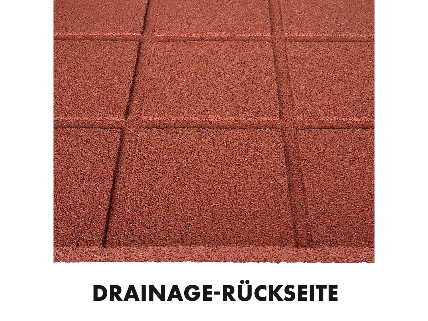 Valbeveiligingsmat, elastische mat, valbeveiligingstegel met drainage, 50 x 50 x 2,5 cm, rood
