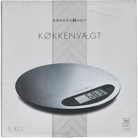 Køkkenchef digital køkkenvægt - stål (5 kg)
