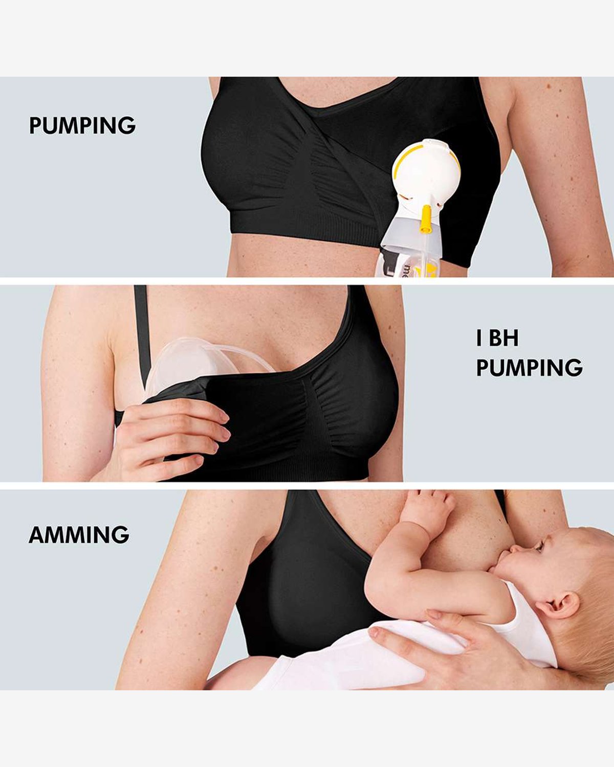 Amme & Brystpumpe BH 3-i-1 – Høy Støtte