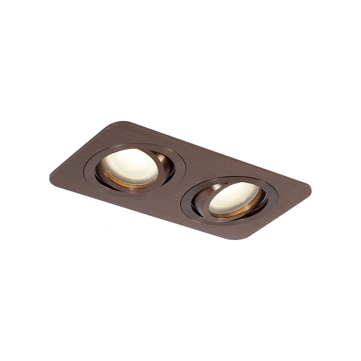 Afgeronde inbouwspot donkerbrons GU10 50mm draai- en kantelbaar IP44 2-lichts - Alberto