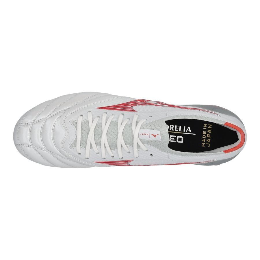 Mizuno Morelia Neo IV Beta Made in Japan FG/AG Charge - Blanc/Radiant Red