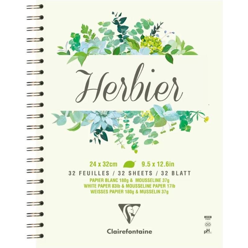 Herbier carnet spiralé 32F 24x32cm 180g