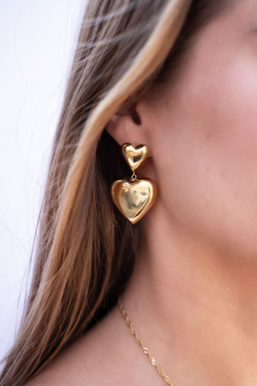 Statement oorbellen met twee hartjes