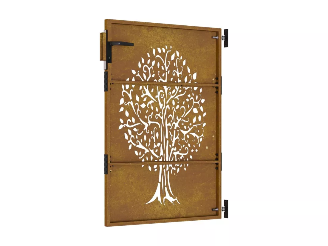 Portail de jardin 85x125 cm acier corten conception de l'arbre