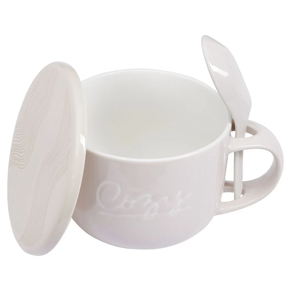 Bol soupe jumbo 62cl et cuillère porcelaine cocooning