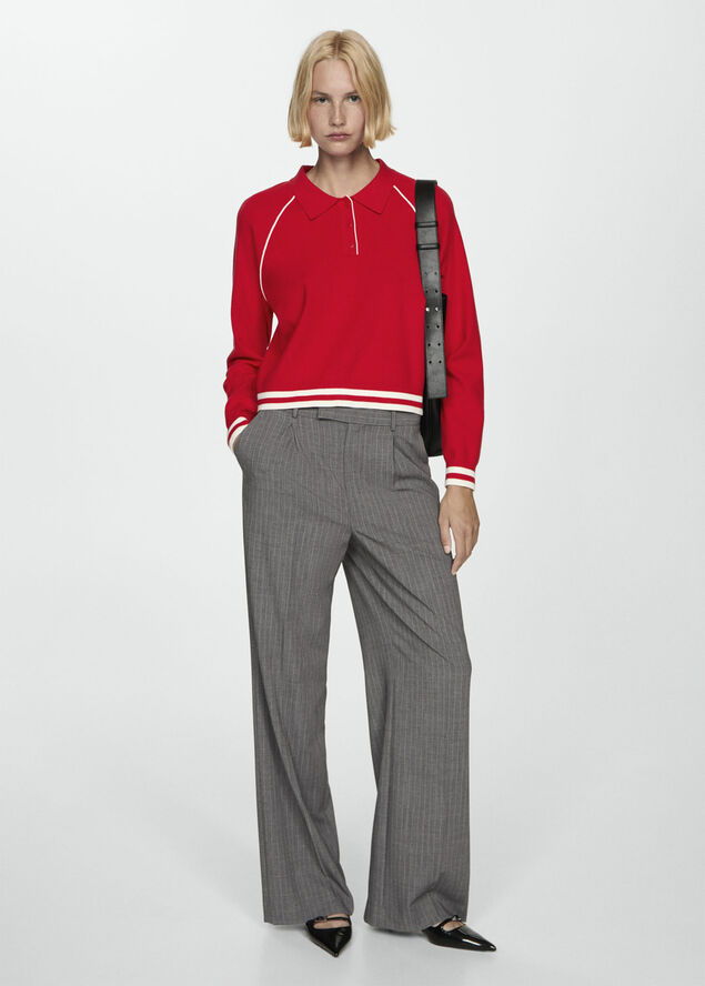 MANGO Contrast-edge sweater Red