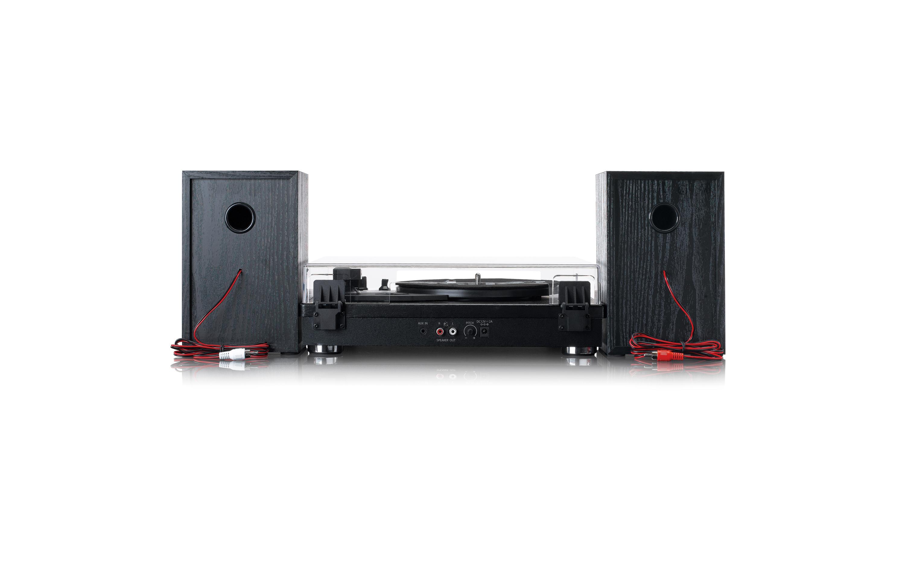 Plattenspieler LS-101BK Schwarz<br>Plattenspieler aus Holz mit Riemenantrieb
