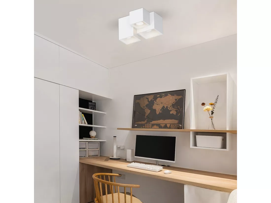 NETTLIFE Spot en saillie blanc GU10 spot en saillie carré 40W plâtre petit plafonnier moderne