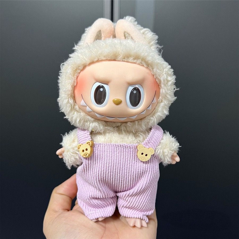 Monsterhäschen Overall Puppen Zubehör Latzhose Outfit Verkleidungs Accessoire mit Teddy Knöpfe - Pink