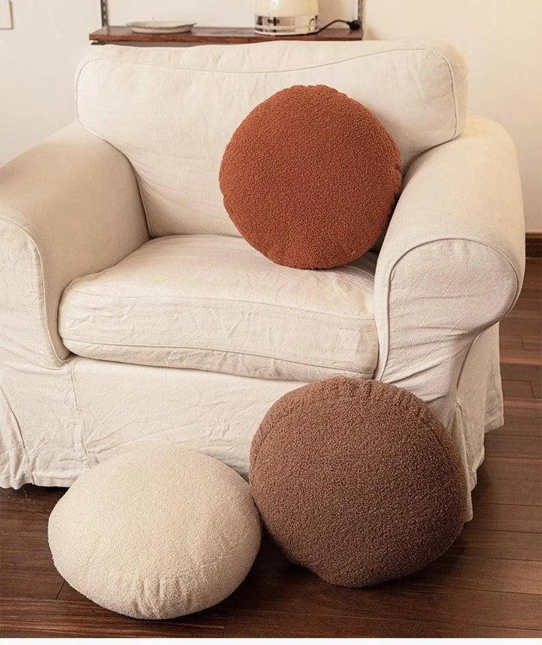 Solid Nordic Ball Throw Pillow  | Simple Plush Fluffy Seat Cushion | for Home Sofa Couch Decor