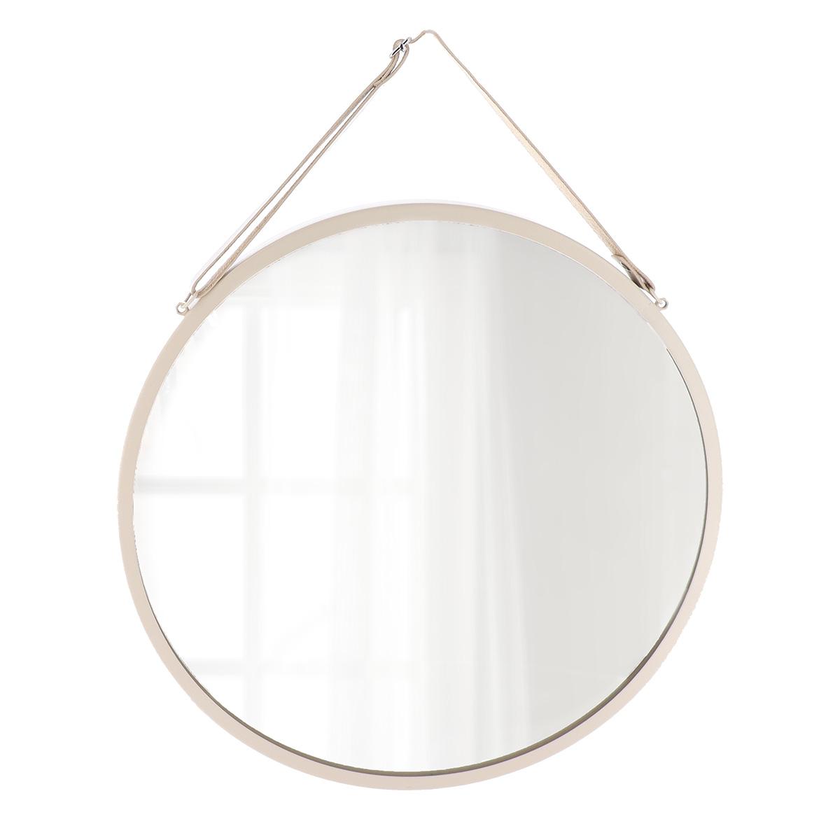 MIROIR A SUSPENDRE METAL D.38CM BEIGE