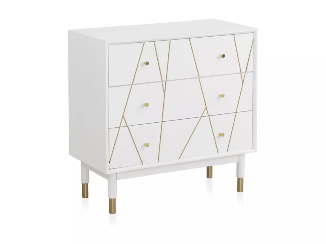 Commode 3 tiroirs laqués blanche