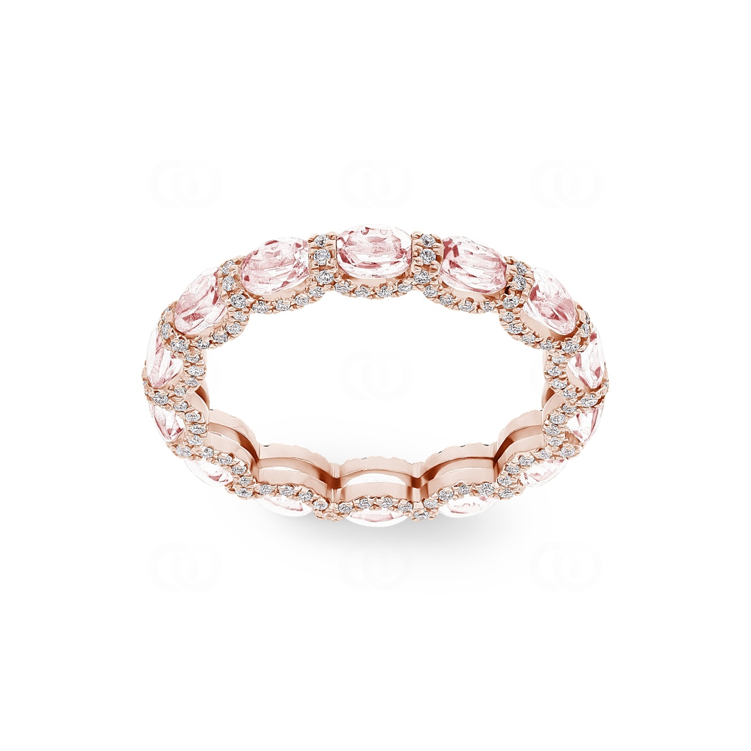 Mémoire-Ring 750/18 K Roségold mit Morganiten & Diamanten 0.41 ct H/si