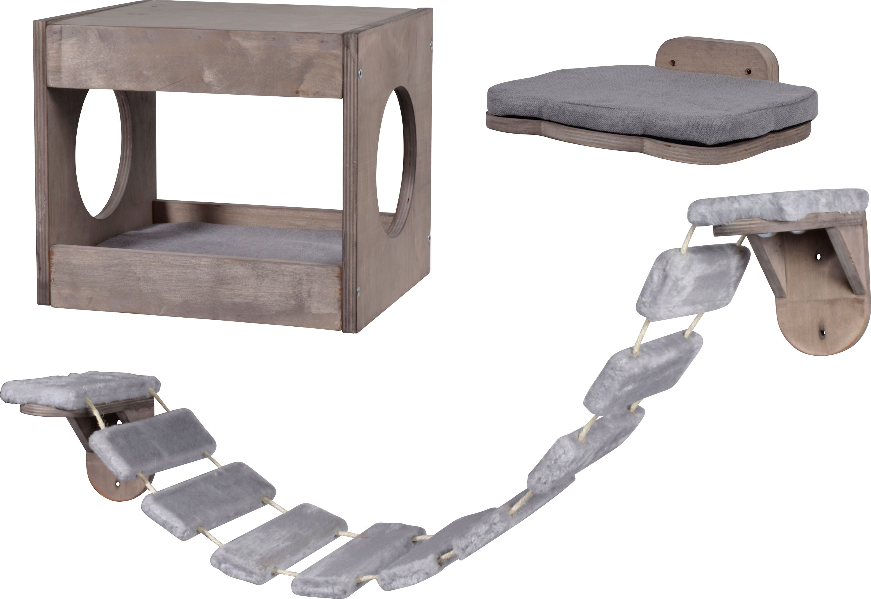 Katzenmöbel-Set mit Leiter, Höhle und Liegefläche
