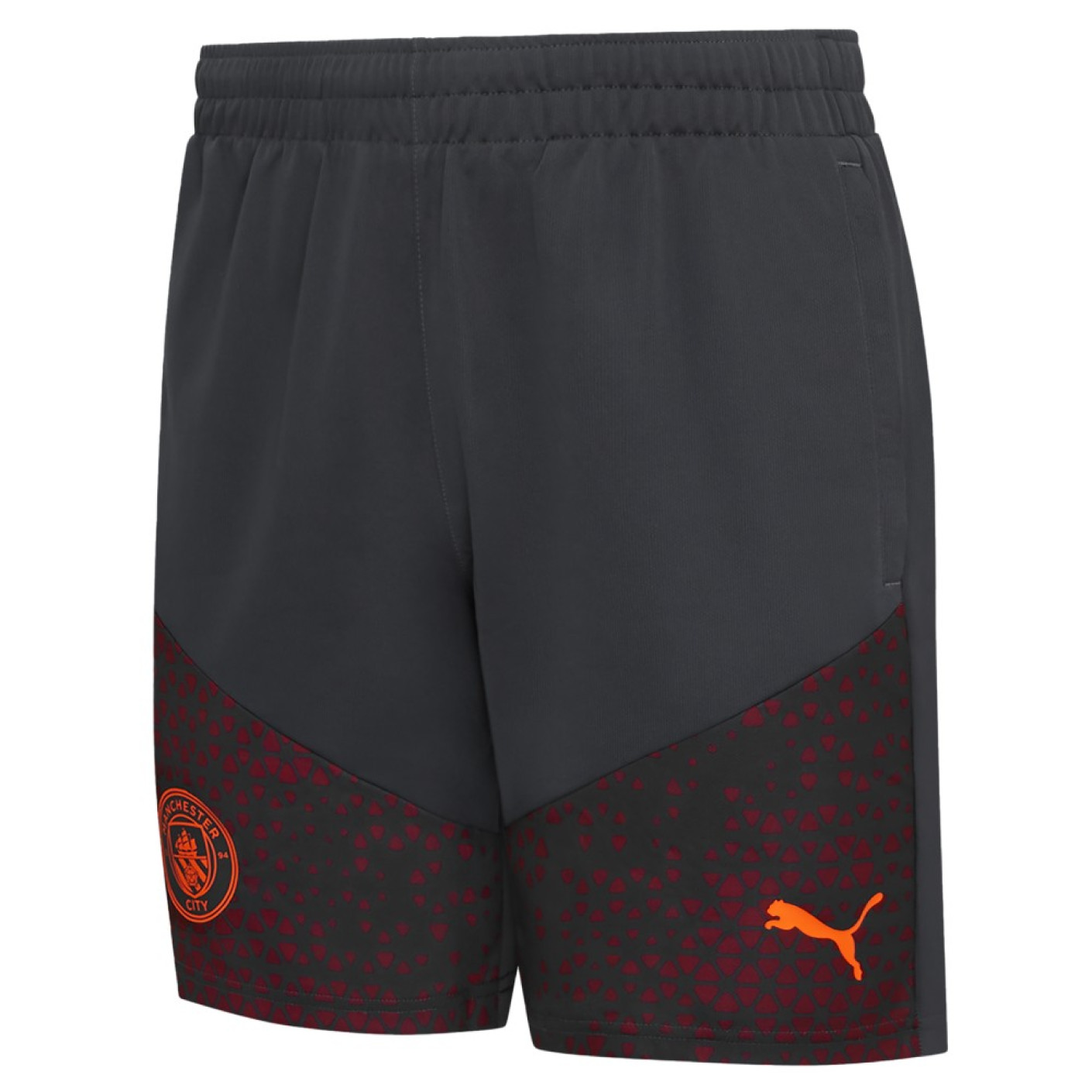 PUMA Manchester City Trainingsbroekje 2023-2024 Donkergrijs Rood Oranje