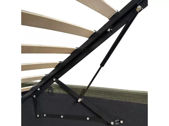 Lit coffre adulte 140x190 cm en velours côtelé vert avec sommier - Handy