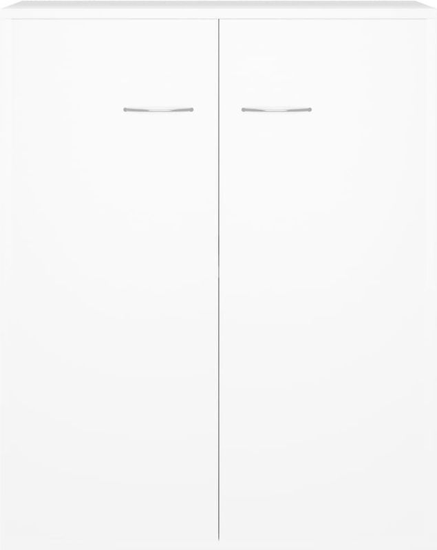 Dressoir - Wit - Bewerkt Hout - Met 2 Deuren